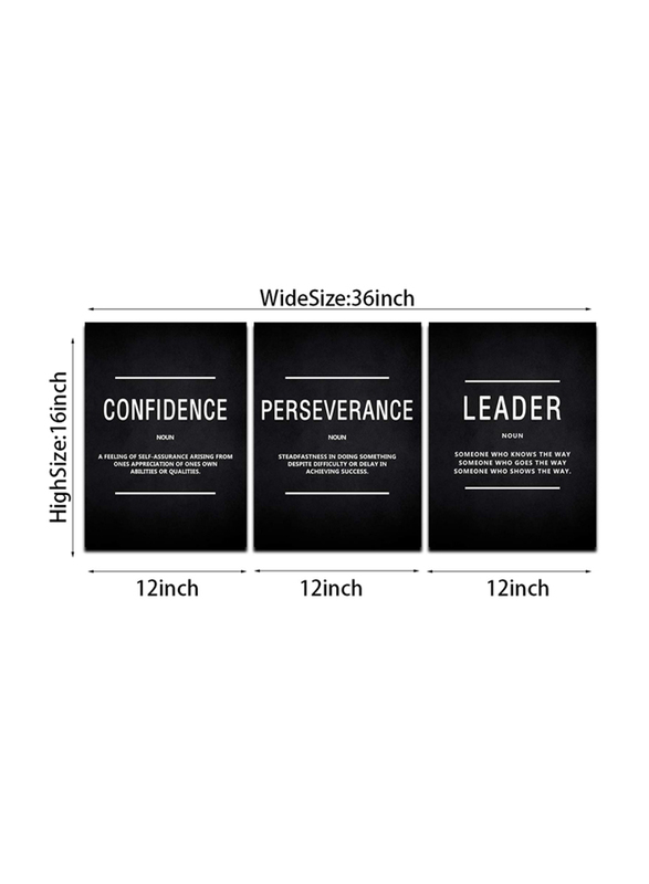 Cbaipy Inspirational Motivational Quote Confidence Perservance Leader Wall Art Canvas Poster Set, 3 Pieces, 12 x 16-inch, Black