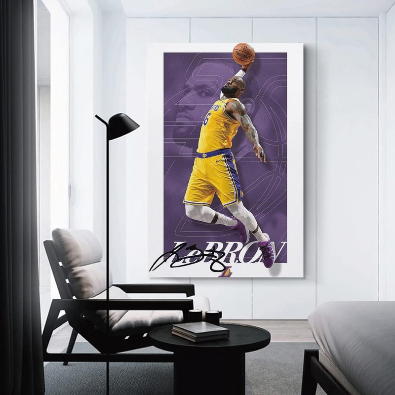 LeBron James Poster Wall Art Canvas Print Poster, 16 x 24 inch, Multicolour