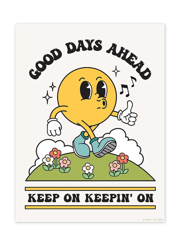 Artivo Retro Aesthetic Positive Quote Good Days Ahead Print Poster, 12 x 16-inch, Multicolour