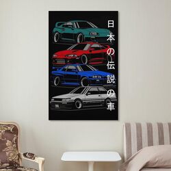 Japanese Car Poster Canvas Painting Wall Art Poster, 12 x 18 inch, Multicolour