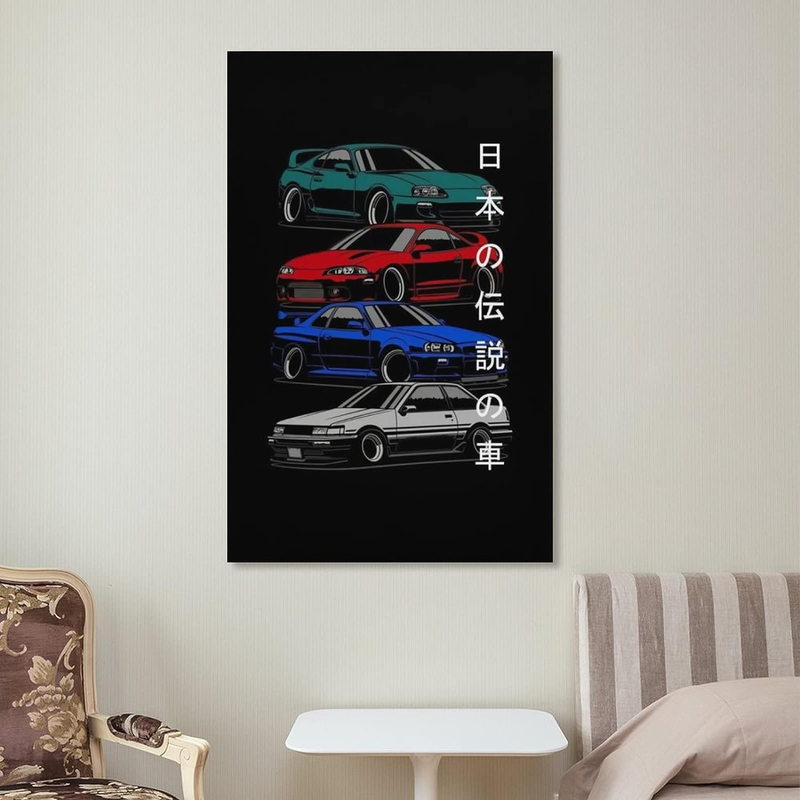 Alukap Japanese Jdm Legends Car Canvas Poster, 12 x 18-inch, Multicolour