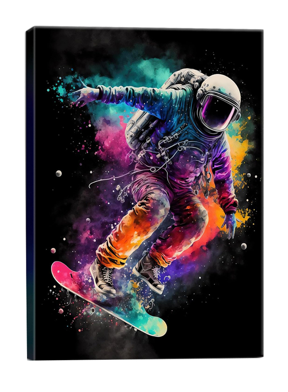 RVRBKTS Framed Astronaut Wall Art Space Pop Culture Graffiti Street Art Painting Pictures, Multicolour