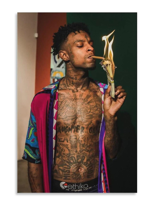 BICHI Unframed Canvas 12 x 18-Inch 21 Savage Poster, Multicolour