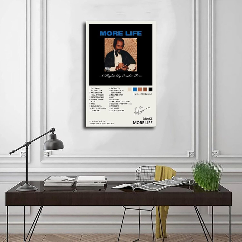 Ygulc Drake Poster More Life Music Album Cover Signed Limited Edition Canvas Poster, Multicolour