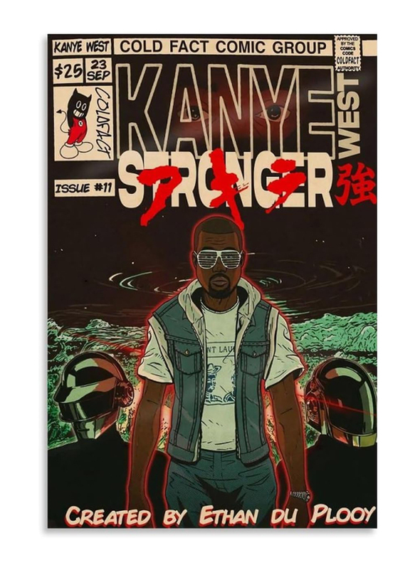 Momoo Hip-hop Comic Music Kanye West Canvas Poster, 12 x 18-inch, Multicolour