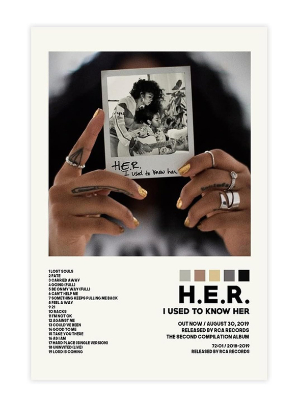 16 x 24-Inch Unframed Canvas H.E.R. I Used to Know Her Poster Album Cover Poster Wall Art, Multicolour