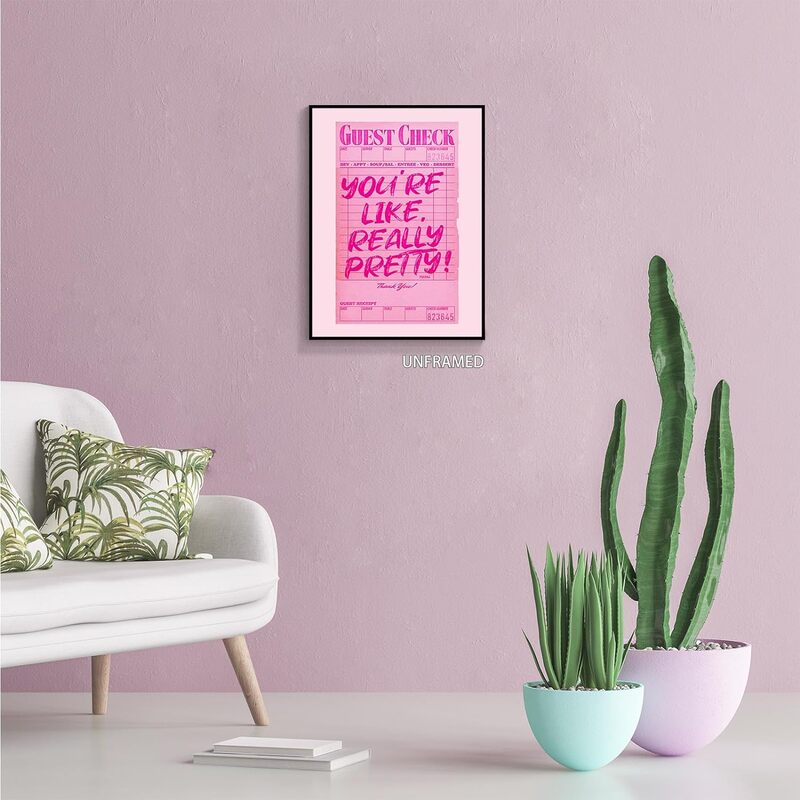 Prinajssiad Youre Like Really Pretty Canvas Wall Art Poster, 12 x 16 inch, Pink