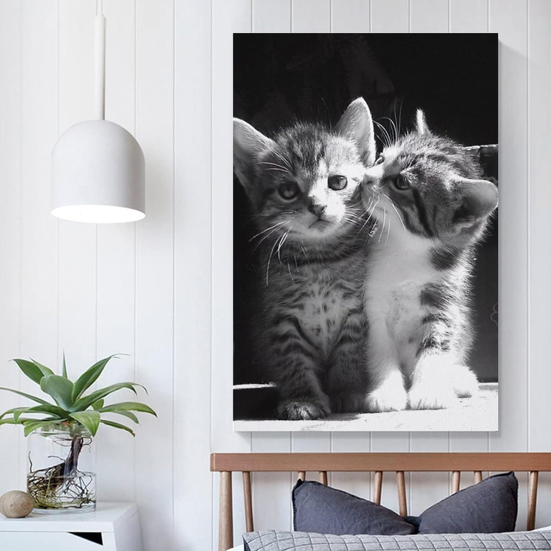 HAYOY Warm Healing Pet Canvas Painting Hair Kitten Cute Poster, Multicolour