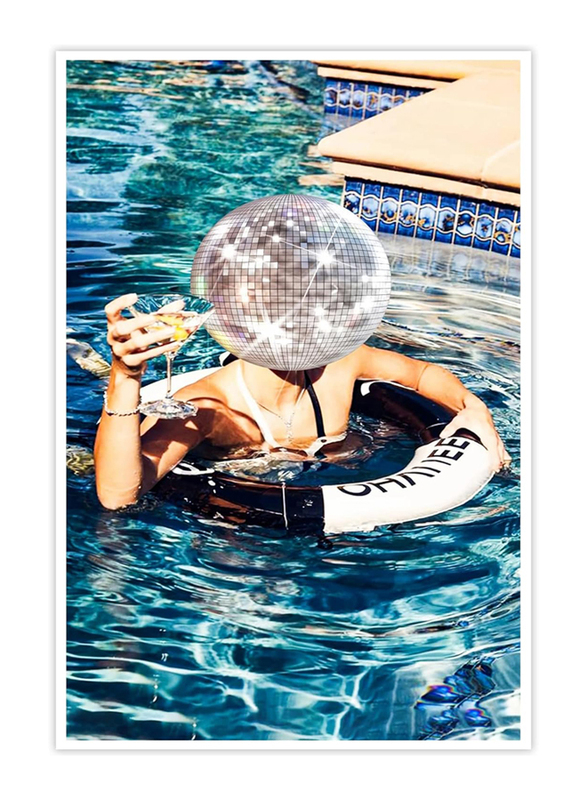 Pdfi Disco Ball Decor Funky Preppy Poster, Blue