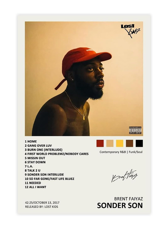 

General Ygulc Brent Faiyaz Sonder Son Music Album Cover Signed Limited Edition Canvas Poster, Multicolour