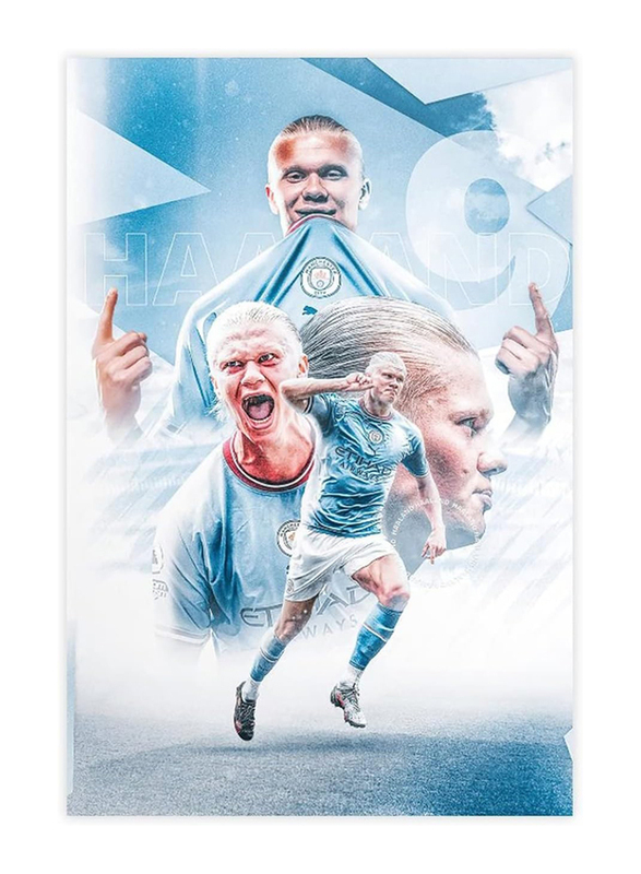 Pakids Erling Haaland Man City Soccer Canvas Poster, 16 x 24-inch, Multicolour