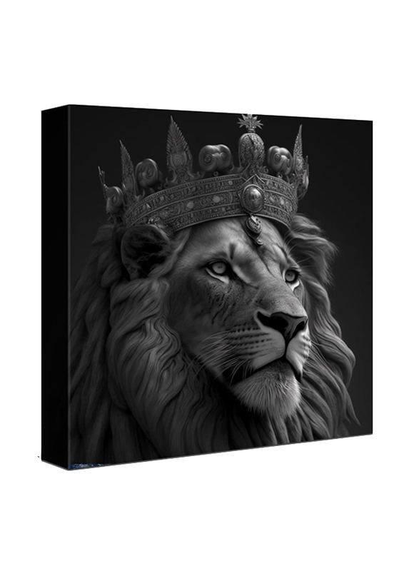 Stillshin Abstract King Lion with Crown Wall Decoration Canvas Poster, Black/White