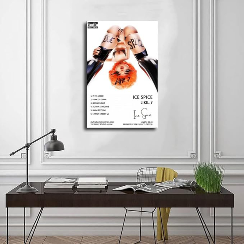Sigeliu Ice Spice Like Music Album Cover Canvas Poster, Multicolour