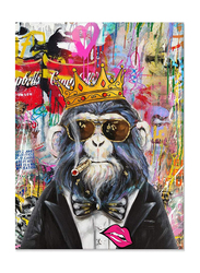 JAPO ART Canvas 24 x 32-Inch Smoking Gorilla with a Crown Street Graffiti Art Poster, Multicolour