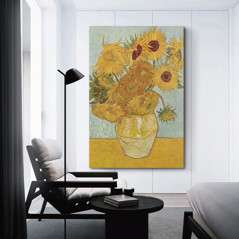 Njyxart Vintage Artist Sunflower Oil Painting Van Gogh Art Canvas Poster, 12 x 18-inch, Multicolour