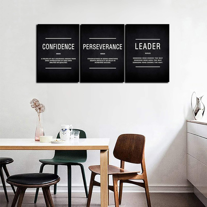 Cbaipy Motivational Wall Art Canvas Inspirational Quotes Wall Art Poster, 3 Pieces, Black/White