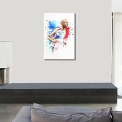 Tishiron Soccer Star Famous France Football Player Zinedine Zidane Canvas Wall Art, 24 x 16 inch, Multicolour