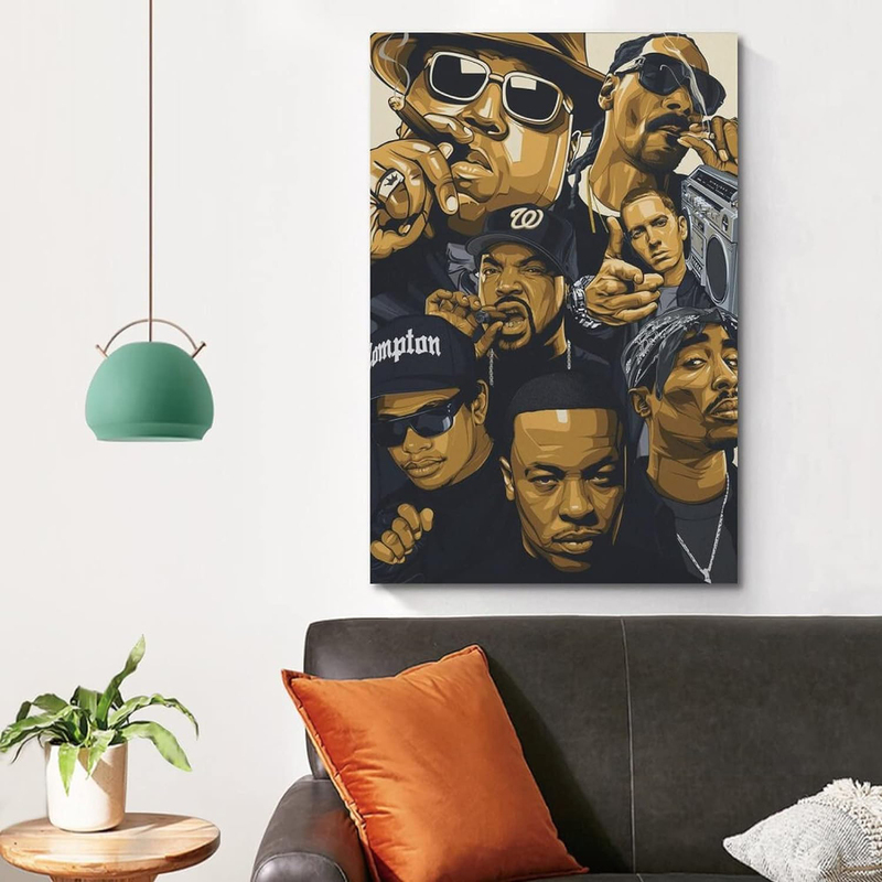 Ljldshangb Old School Rapper Hip Hop Legends Canvas Wall Art Poster, 12x18 inch, Multicolour