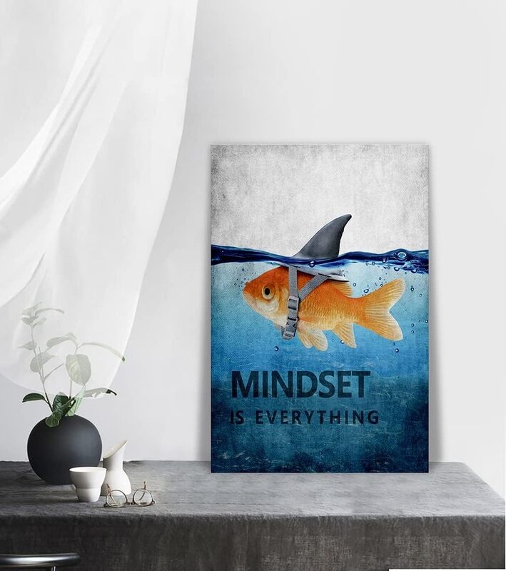 Yatsen Bridge Mindset is Everything Motivational Inspirational Entrepreneur Quotes Canvas Wall Art Poster, 12 x 18 inch, Multicolour