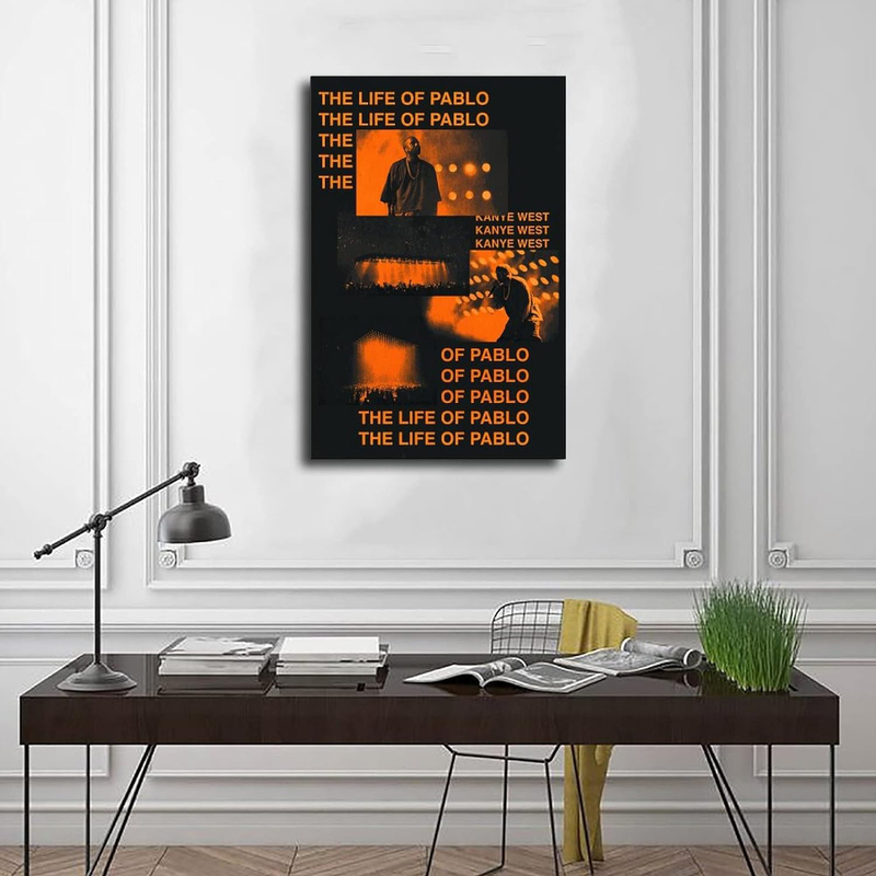 Kanye West The Life of Pablo Music Album Rapper Poster, Orange/Black