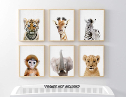 Ephany Baby Animal Posters and Prints, 6 Pieces, Multicolour