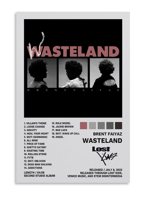 JINOS 12 x 18-Inch Canvas Brent Faiyaz Wasteland Album Poster Wall Art, Multicolour