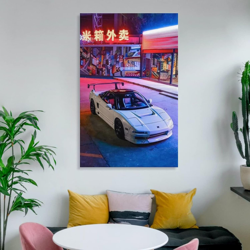 Jdm Car Poster Japanese Night Street Art Hanging Poster, Multicolour