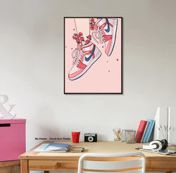 Liya Design Prints Hypebeast Girly Sneaker Poster, 12 x 16 Inch, Pink/Blue