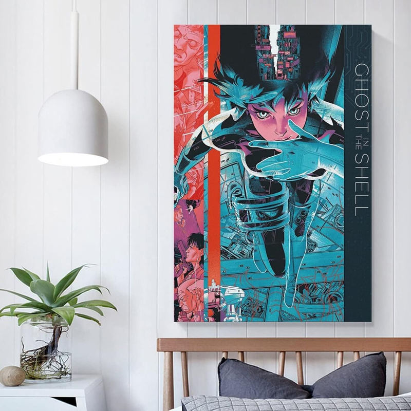 XINYUELONG Anime Ghost in The Shell Painting Poster Canvas Wall Art, Blue