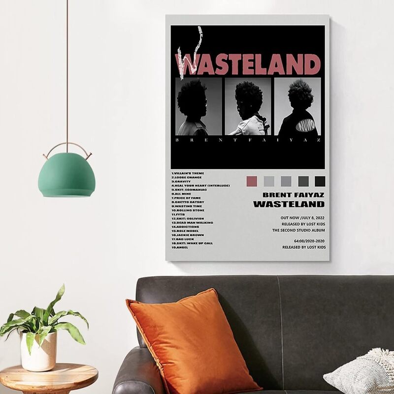 Ypxzzj Brent Poster Faiyaz Wasteland Album Cover Poster Wall Art Prints Painting Posters, Multicolour