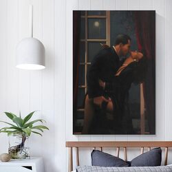 Night Geometry Elegant Gorgeous Romantic Love Canvas Wall Art Poster, 16 x 24 inch, Multicolour