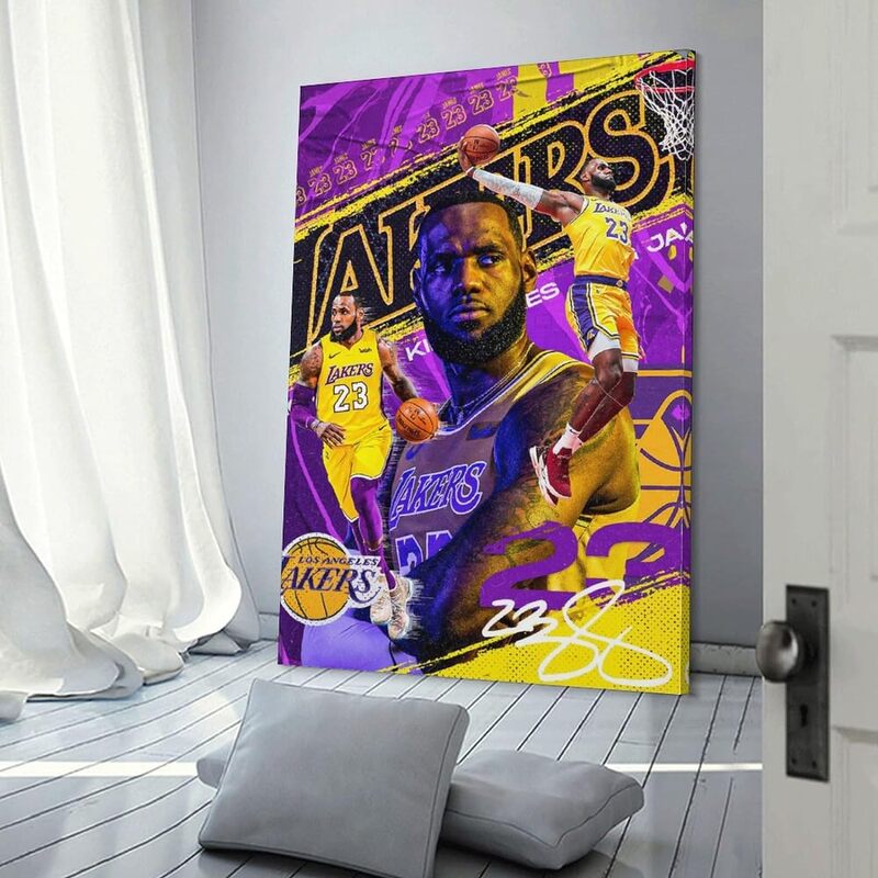 Lebron James Poster Canvas Wall Art Print Poster, 16 x 24 inch, Multicolour