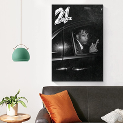 Ypxzzj 21 Rapper Savage Album Cover Poster Wall Art Print Poster, 12 x 18 inch, Black/White