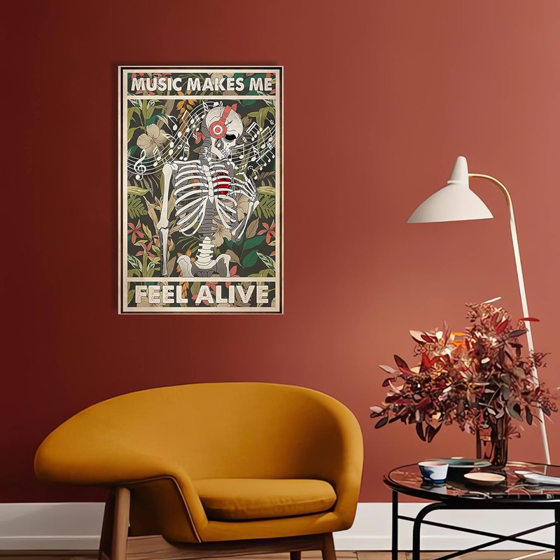 HAYOY Music Skull Art Poster, Multicolour