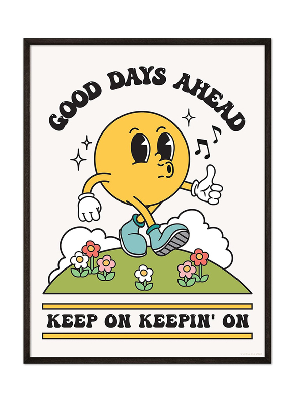 Artivo Retro Aesthetic Positive Quote Good Days Ahead Print Poster, 12 x 16-inch, Multicolour