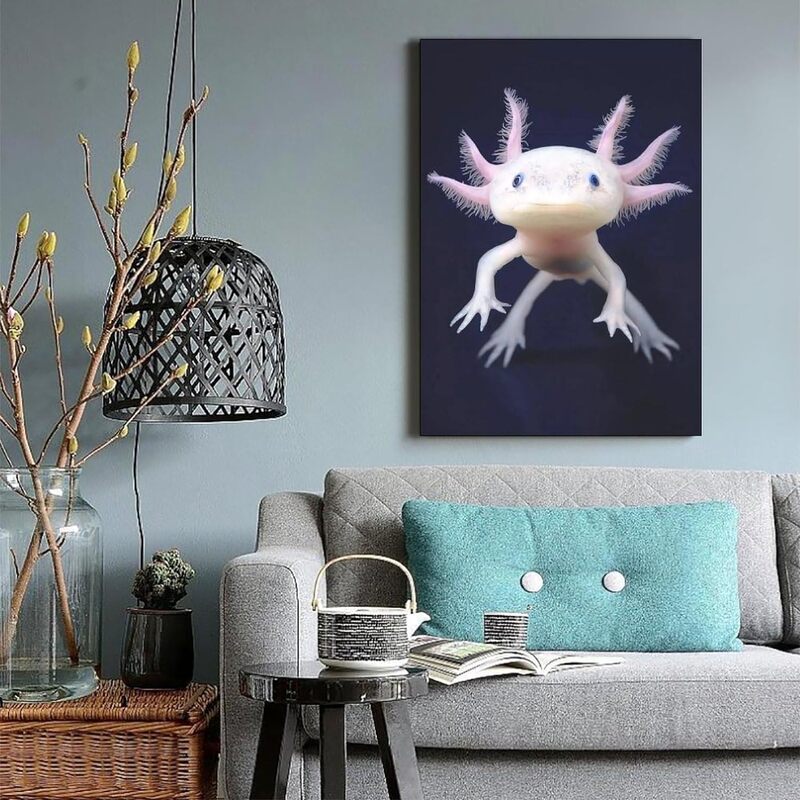 Reptile Animal Axolotl Canvas Wall Art Poster, 16 x 24 inch, Multicolour