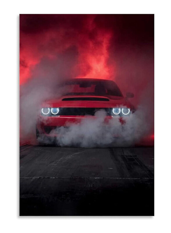 

JDM 16 x 24-Inch Canvas Muscle Car Challenger Poster Wall Art, Red