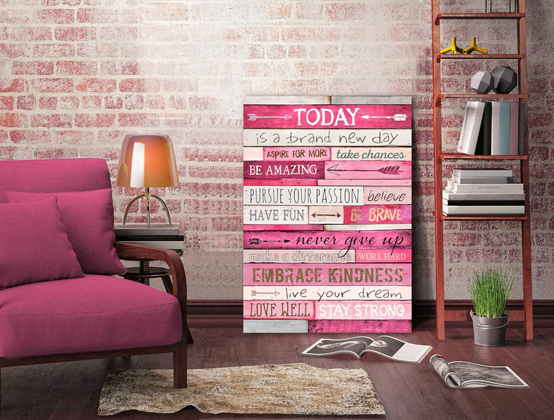 Thrlveart Inspirational Canvas Wall Decor, Pink