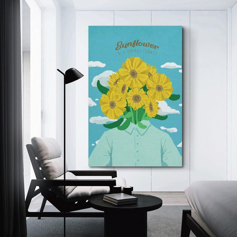 Runaway Sunflower Rex Orange County Canvas Posters Wall Art Decor, 12 x 18 inch, Multicolour