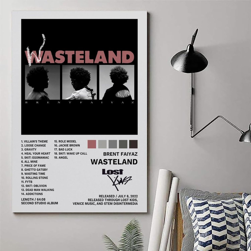 JINOS 12 x 18-Inch Canvas Brent Faiyaz Wasteland Album Poster Wall Art, Multicolour