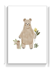 Boho Botanical Flower Canvas Wall Art Cute Woodland Animals Bear Minimalist Baby Nursery Room Aesthetic Posters, 12 x 16 inch, 3 Pieces, White/Brown/Green