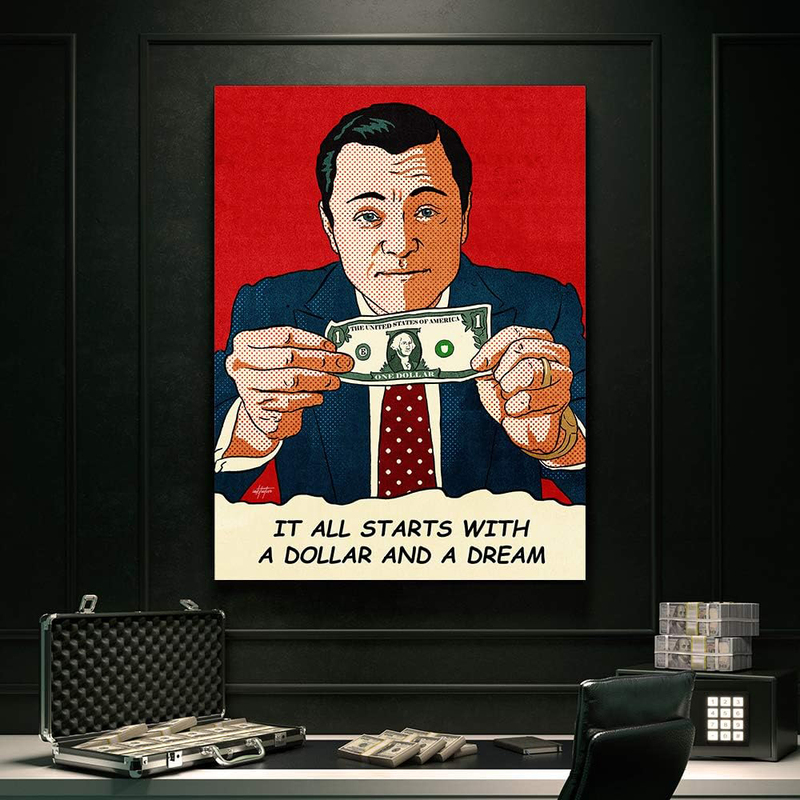 Inktuitive The Wolf Inspirational Wolf of Wall Street Canvas Print Poster, 16 x 12-inch, Multicolour