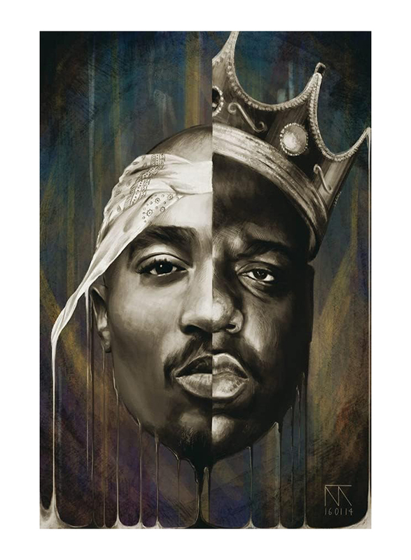 Tainsi Asher Biggie Smalls Big 2Pac Tupac Collage Poster, Multicolour