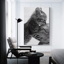 HAYOY Family Cat Art Decor Poster, Animal Stickers & Prints, Modern Home Wall Decor for Living Room & Children's Room, White/Black