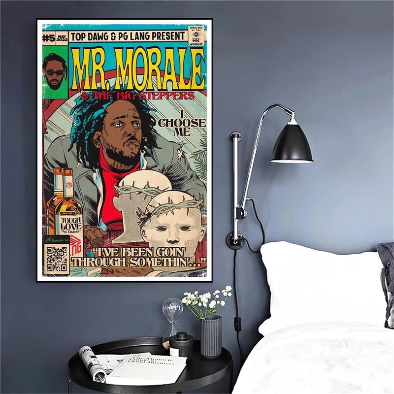 Motlwat Unframed Canvas 12 x 18-Inch Kendrick Lamar Poster Mr. Morale & The Big Steppers Music Album Art Poster, Multicolour