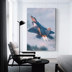 Lerpet Military F-22 Raptor Jet Fighter Airplane Plane Flying Flight Poster, Multicolour