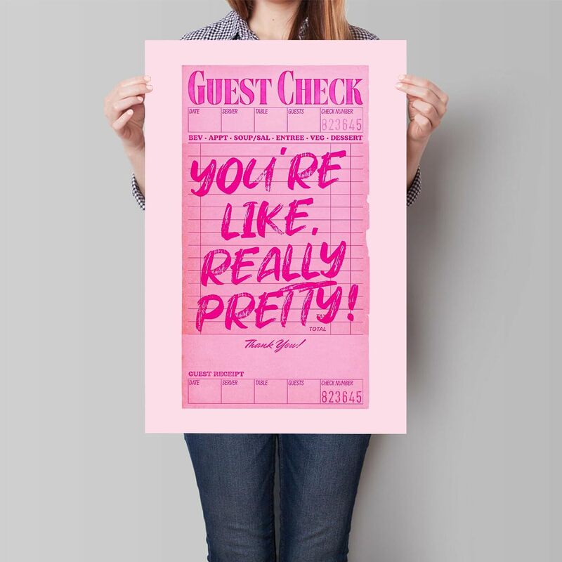 Prinajssiad Youre Like Really Pretty Canvas Wall Art Poster, 12 x 16 inch, Pink