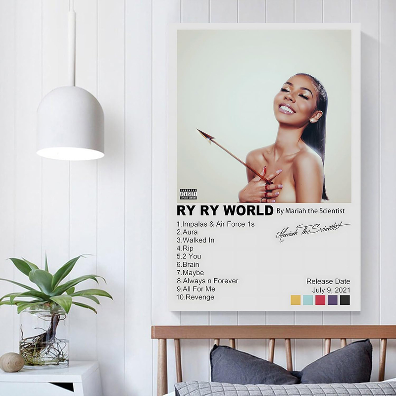 Unframed Canvas 16 x 24-Inch Mariah the Scientist "Ry Ry World" Album Cover Poster, Multicolour