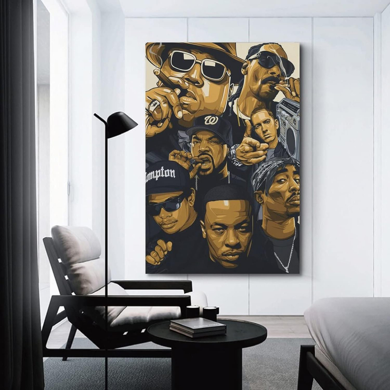 Ljldshangb Old School Rapper Hip Hop Legends Canvas Wall Art Poster, 12x18 inch, Multicolour