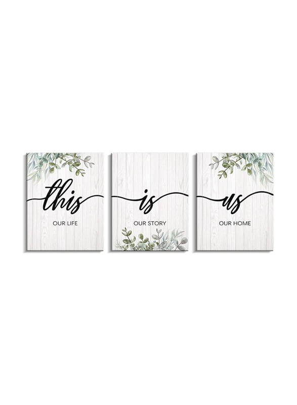 

Kas Home Framed 3-Piece x 12 x 15-Inch Boho Inspirational Quotes "This Is Us" Artwork Wall Artworks, White